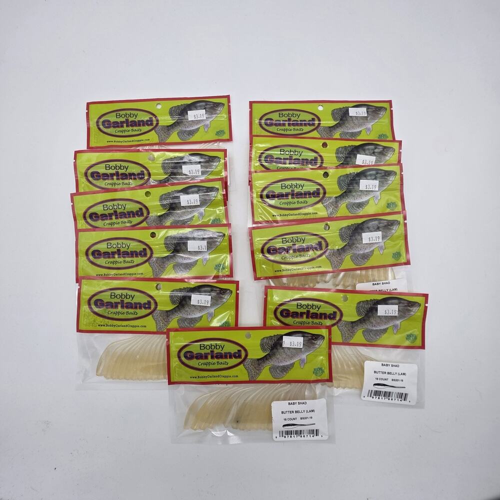 Lot of 11 Bobby Garland Baby Shad Butter Belly Crappie Baits 18 Ct New